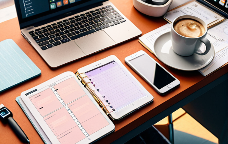 Efficient Commander's Desk**

Prompt: A well-organized desk bathed in soft, warm light. On the desk, a smartphone displaying the *Nikke* game interface, showing resource collection. Scattered around are neatly stacked papers (documents), a stylish planner, and a cup of steaming coffee. The overall atmosphere is productive and efficient, suggesting the commander is expertly managing their time within the game. Focus on soft, pastel colors with a touch of futuristic UI elements. *Nikke*, game interface, planner, coffee, productivity, efficient, pastel colors, soft lighting, futuristic UI.

**