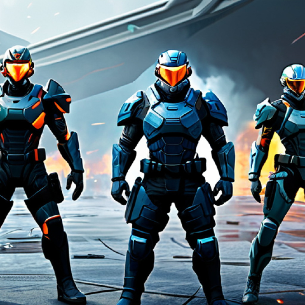 Strategic Team Composition**
A digital art illustration showcasing a team of five NIKKE characters, each with distinct roles (attacker, support, defender), standing dynamically against a futuristic battlefield backdrop. Include visual cues representing elemental affinities (fire, water, etc.). Ensure characters are fully clothed in appropriate tactical gear. "Safe for work," "appropriate content," "fully clothed," "professional," "perfect anatomy," "correct proportions," "high quality."
**