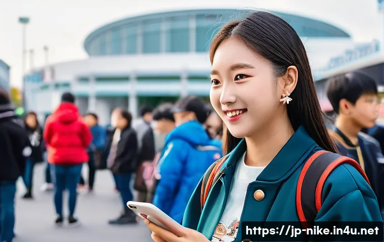 승리의여신 니케 팬 미팅 가이드 - **Prompt:** A vibrant, excited young female fan (referred to as a "Commander") is outside a bustling...