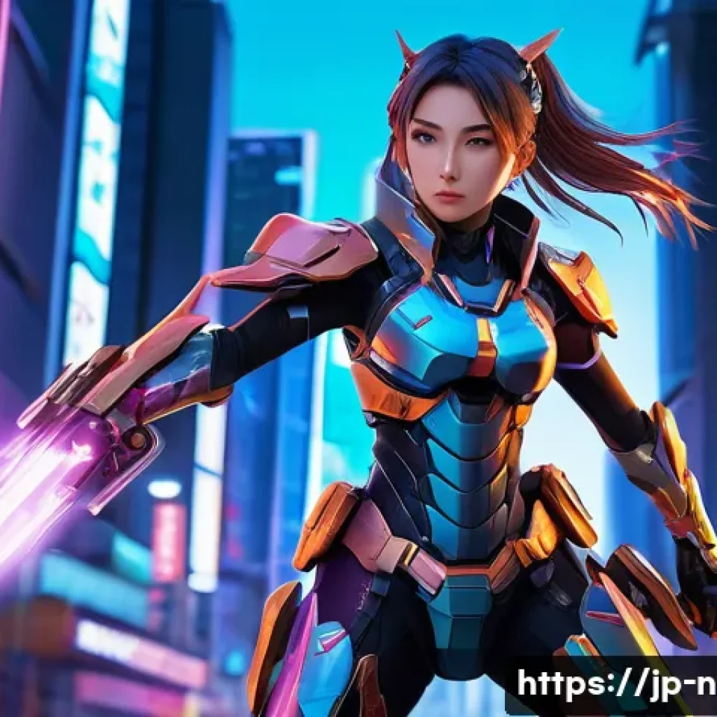 승리의여신 니케 팬 영상 제작 지원 - A dynamic, high-resolution scene of a female anime character from &ldquo;Goddess of Victory: Nikke&rdquo; in sty...