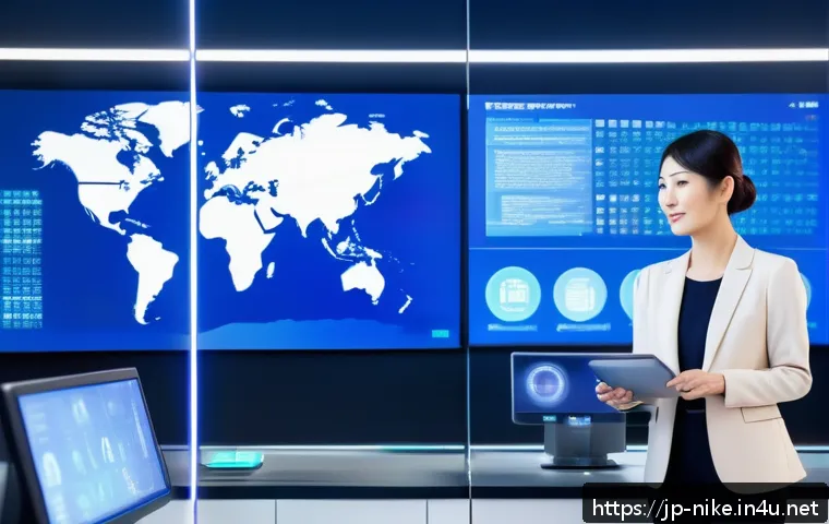 승리의여신 니케 계정 보안 강화 - A futuristic high-tech security control room with multiple transparent holographic screens displayin...