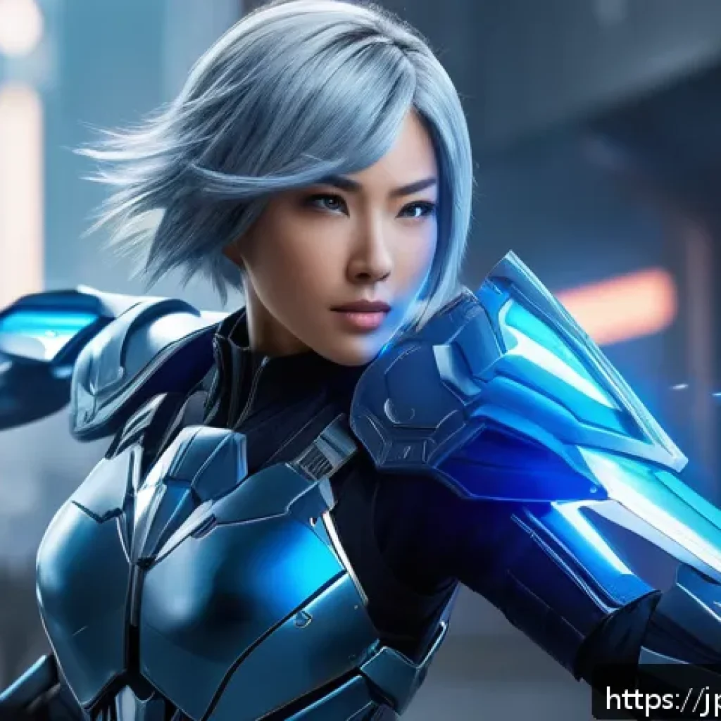 승리의여신 니케 스피드런 공략 - A dynamic anime-style female warrior named Eris, depicted in a futuristic battlefield setting, weari...