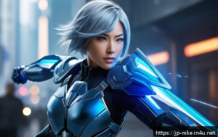 승리의여신 니케 스피드런 공략 - A dynamic anime-style female warrior named Eris, depicted in a futuristic battlefield setting, weari...