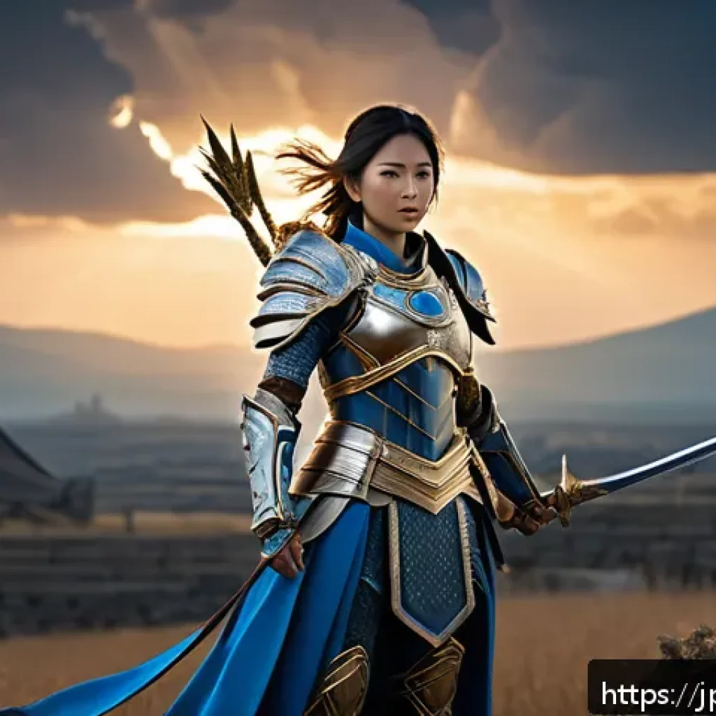 승리의여신 니케 프리미엄 패키지 혜택 - A powerful female warrior character wearing a unique, intricately designed premium skin with elegant...